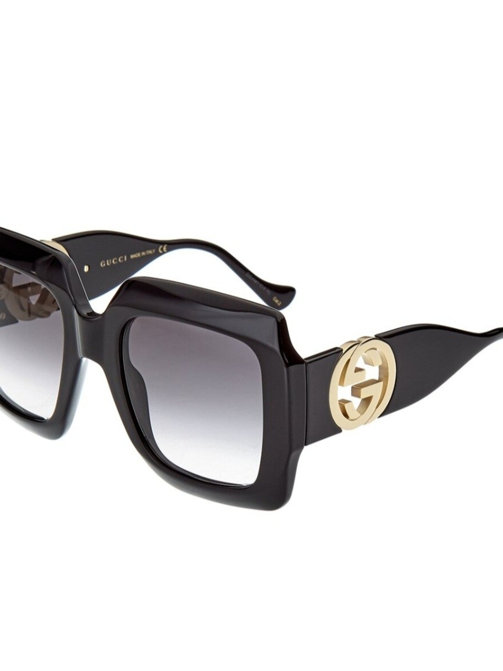 Gucci Black Square Sunglasses with Gold Interlocking G